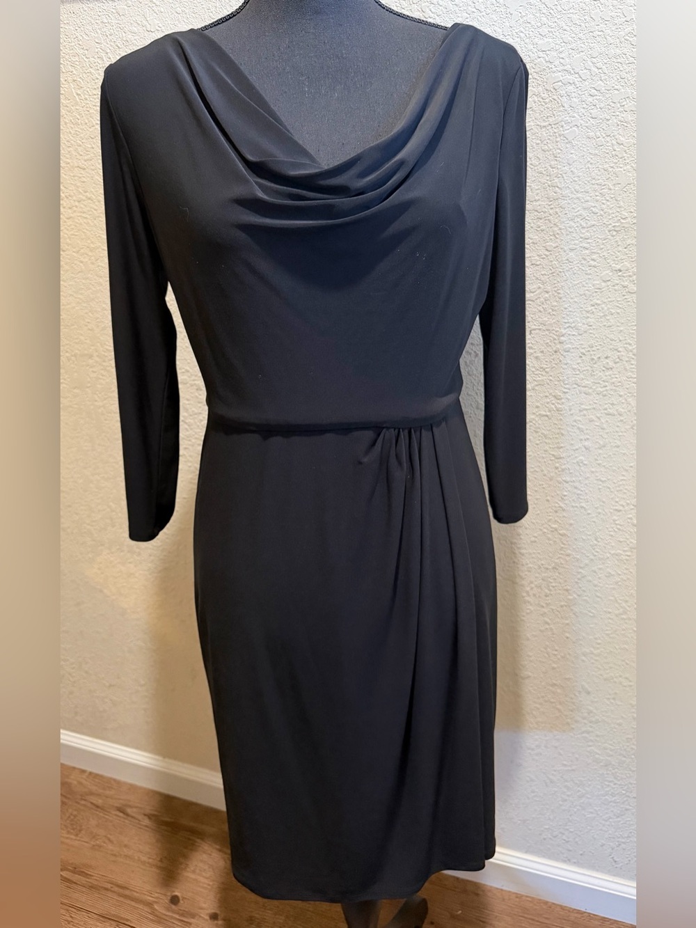 Jones New York Black Cowl Neck Midi Dress